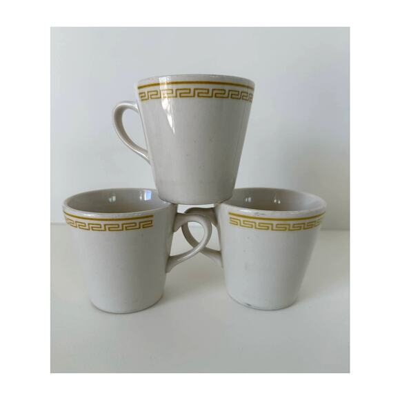 Vintage 1990s Homer Laughlin pattern "Athena" restaurant set of 3 mugs - Picture 2 of 11